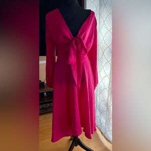 Darker Pink Tie Front Bishop Sleeve dress.
